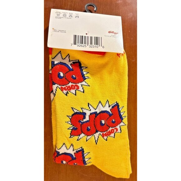 Mens Kelloggs Crazy Socks Crew Corn Pops Yellow Fun Pattern Size 6-12 Food Fun - Picture 3 of 6